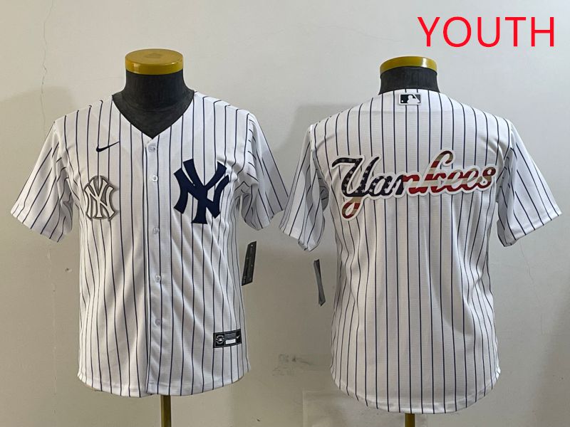 Youth New York Yankees Blank White Stripe Game 2025 Nike MLB Jersey style 30->youth mlb jersey->Youth Jersey